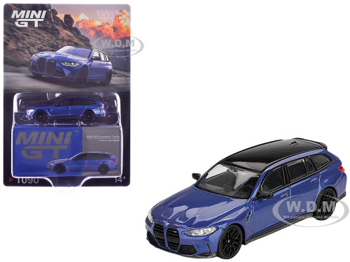 BMW M3 Competition Touring Portimao Blue Metallic with Black Top 1/64 Diecast Model Car Mini GT MGT01090