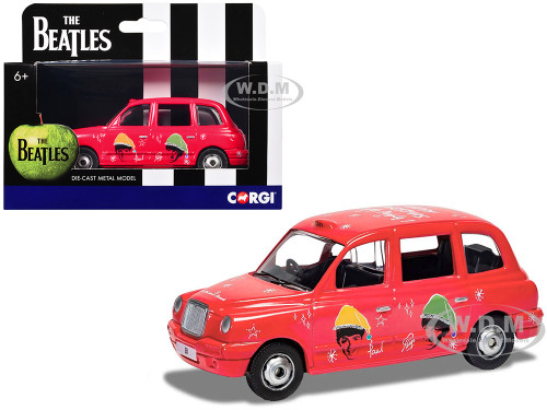 The Beatles London Taxi RHD Right Hand Drive Christmas Taxi Red with Graphics Diecast Model Car Corgi CC85933