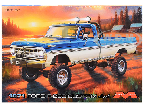 Skill 3 Model Kit 1971 Ford F 250 Custom Lifted 4x4 Pickup Truck 1/25 Scale Model Moebius MOE-2567