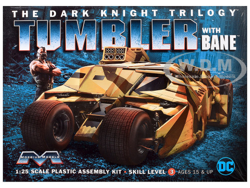 Skill 3 Model Kit Batmobile Tumbler with Bane Figure Batman Dark Knight Trilogy Movie Franchise 1/25 Scale Model Moebius MOE-967