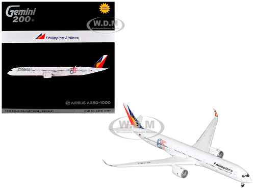 Airbus A350 1000 Commercial Aircraft with Flaps Down Philippine Airlines RP C3510 White with Tail Graphics Gemini 200 Series 1/200 Diecast Model Airplane GeminiJets G2PAL1498F