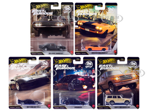 Fast & Furious 25th Anniversary 2026 5 piece Set Q Diecast Model Cars Hot Wheels HNW46-956Q