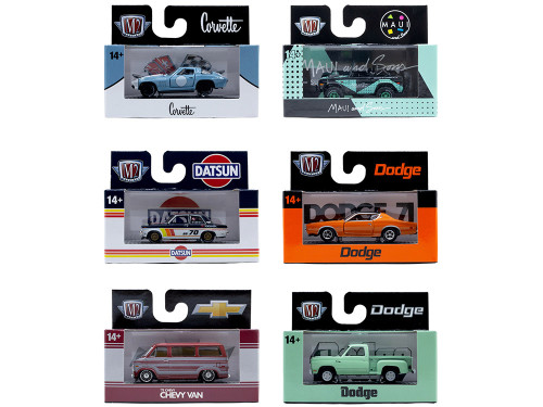 Auto Thentics 6 piece Set Release 110 IN DISPLAY CASES Limited Edition 1/64 Diecast Model Cars M2 Machines 32500-110