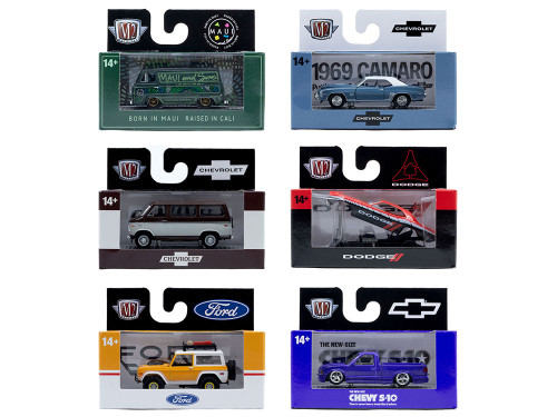 Auto Meets Set of 6 Cars IN DISPLAY CASES Release 96 Limited Edition 1/64 Diecast Model Cars M2 Machines 32600-96