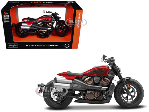 2024 Harley Davidson Sportster S Motorcycle Red Metallic and Black H D Custom Series 1/18 Diecast Model Car Maisto 32346