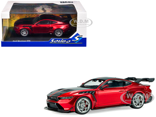 2025 Ford Mustang GTD Chroma Flame Red Metallic with Black Stripes 1/43 Diecast Model Car Solido S4318302