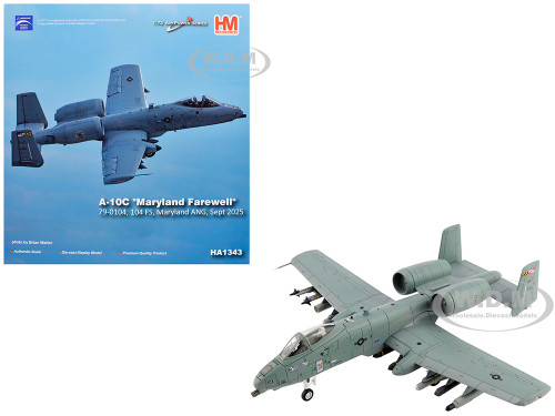 Fairchild Republic A 10C Thunderbolt II Attack Aircraft 80 0283 Maryland Farewell 104 FS Maryland ANG 2025 United States Air Force Air Power Series 1/72 Diecast Model Hobby Master HA1343