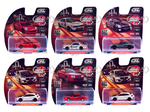 Tokyo Torque Series 10 Set of 6 pieces 1/64 Diecast Model Cars Greenlight 235110SET