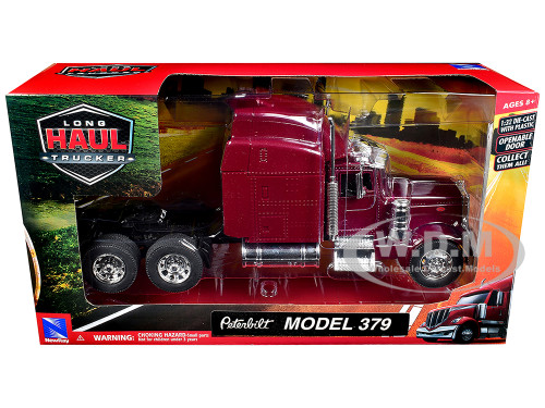Peterbilt 379 Truck Tractor Burgundy Metallic Long Haul Trucker Series 1/32 Diecast Model New Ray 52803A