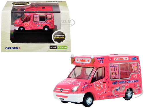 Whitby Mondial Ice Cream Van Tonibell Pink with Graphics 1/76 (OO) Scale Diecast Model Car Oxford Diecast NWM009