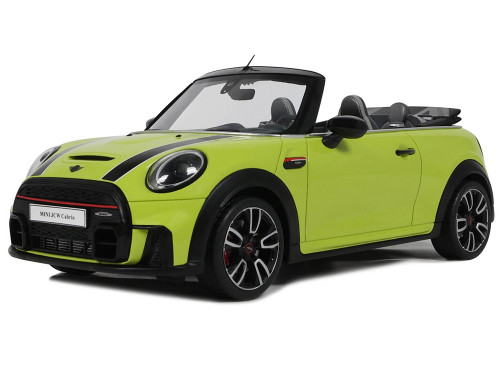2021 Mini JCW Cabrio Zesty Yellow with Black Stripes 1/18 Model Car Otto Mobile OT1303