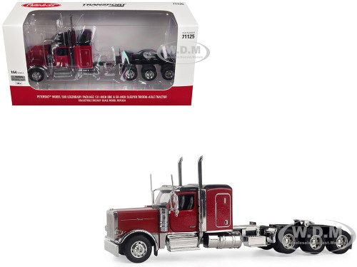 Peterbilt 589 Tridem Axle Legendary Package Truck Tractor with 58 Sleeper Legendary Red Transport Series 1/64 Diecast Model by Diecast Masters 71125