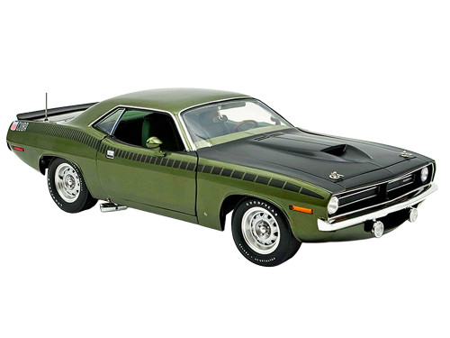 1970 Plymouth AAR Cuda Ivy Green Metallic with Black Stripes and Green Interior Limited Edition to 576 pieces Worldwide 1/18 Diecast Model Car ACME A1806140