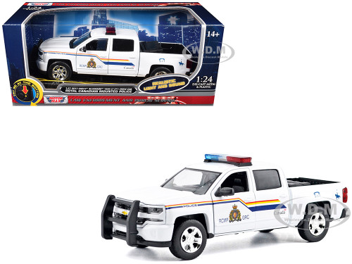2017 Chevrolet Silverado 1500 LT Z71 Crew Cab Pickup TruckRoyal Canadian Mounted Police White with Flashing Light Bar and Front and Rear Lights and Sounds "Law Enforcement and Public Service" Series 1/27 Diecast Model Car Motormax 79515