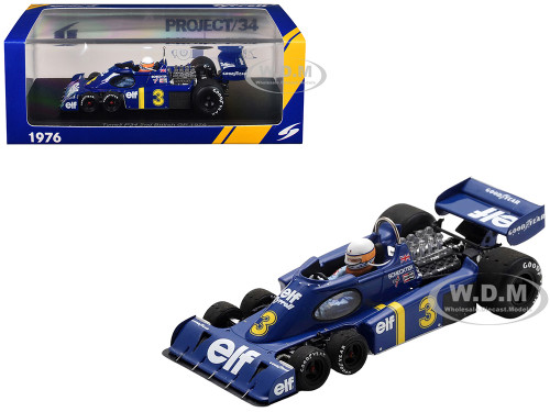 Tyrrell P34 #3 Jody Scheckter 2nd Place Formula One F1 British GP 1976 with Driver 1/43 Model Car Spark S7308
