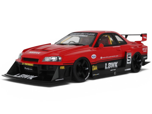 2020 Nissan Skyline GT R R34 LB Super Silhouette RHD Right Hand Drive #5 Red and Black 1/18 Model Car GT Spirit GT570