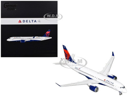 Airbus A220 300 Commercial Aircraft Delta Air Lines N306DU White with Red and Blue Tail Gemini 200 Series 1/200 Diecast Model Airplane GeminiJets G2DAL1421