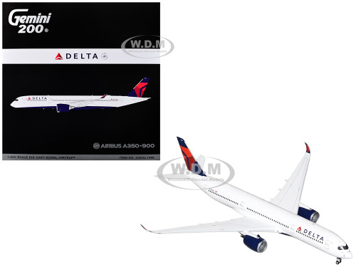Airbus A350 900 Commercial Aircraft Delta Air Lines N504DN White with Red and Blue Tail Gemini 200 Series 1/200 Diecast Model Airplane GeminiJets G2DAL1496