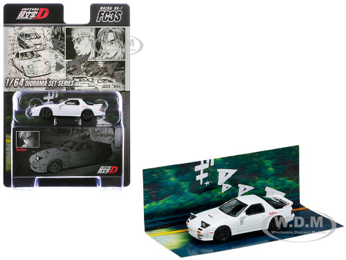 Mazda RX 7 FC3S RHD Right Hand Drive RedSuns White Ryosuke Takahashi VS Kyoichi Sudou Initial D 1995 2013 Manga Diorama Set Series 1/64 Diecast Model Car Hobby Japan HJDMD003B