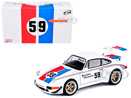 RWB 964 #59 Brumos Pleasure White with Red and Blue Stripes KitGo Base Series 1/64 Diecast Model Car Model Model MM64-RWB964-KITGO01
