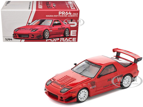 Mazda RX7 FC3S RE Amemiya RHD Right Hand Drive Red Metallic 1/64 Diecast Model Car Pop Race PR640343