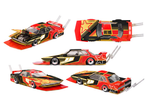 Kaido Star-Tastic V1 RHD Right Hand Drive Black Red Graphics Designed by Jun Imai Kaido House Special 1/64 Diecast Model Car Mini GT KHMG309