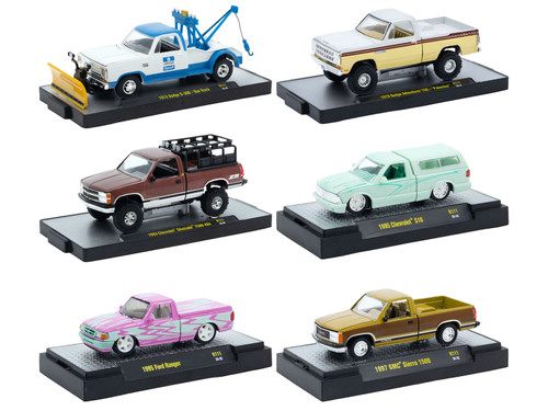 Auto-Thentics 6 piece Set Release 111 IN DISPLAY CASES Limited Edition 1/64 Diecast Model Cars M2 Machines 32500-111