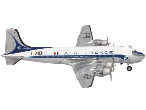 Douglas DC 4 Commercial Aircraft Air France F BHEH White with Blue Stripes 1/200 Diecast Model Airplane Herpa HE571104-001