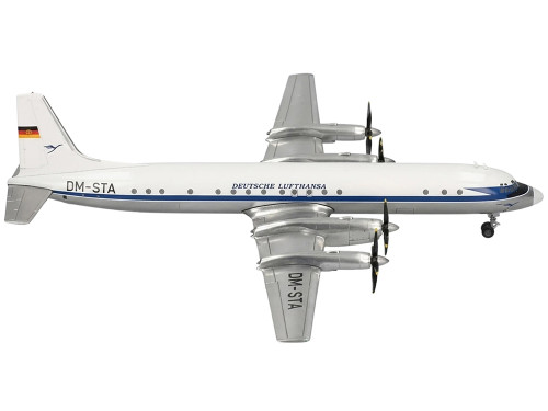 Ilyushin IL 18 Commercial Aircraft Deutsche Lufthansa DM STA White with Blue Stripes 1/200 Diecast Model Airplane Herpa HE573689