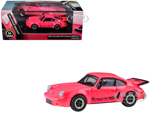 1974 Porsche 911 Carrera RSR 3 0 Fuchsia with Black Stripes 1/64 Diecast Model Car Paragon Models PA-55799