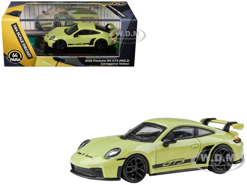 2025 Porsche 911 GT3 992 2 Cartagena Yellow with Black Stripes 1/64 Diecast Model Car Paragon Models PA-55877