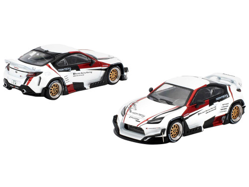 Toyota Pandem GR86 MoonTech White Red Black Graphics 1/64 Diecast Model Car Pop Race PR640338