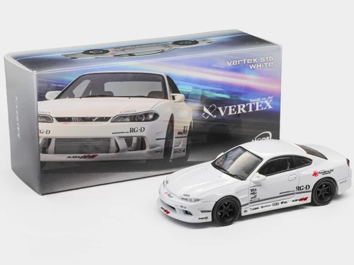 Vertex S15 RHD Right Hand Drive White Graphics 1/64 Diecast Model Car Model Model MM64-S15-001