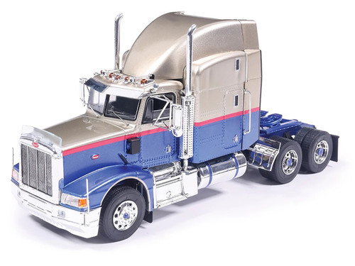 2014 Peterbilt 377 Truck Tractor Blue and Champagne  with Red Stripe 1/43 Diecast Model IXO Models U43TR006