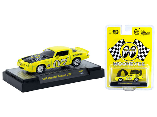 1979 Chevrolet Camaro Z 28 MoonEyes Yellow with Black Hood and Graphics Limited Edition to 10428 pieces Worldwide 1/64 Diecast Model Car M2 Machines 31500-HS81