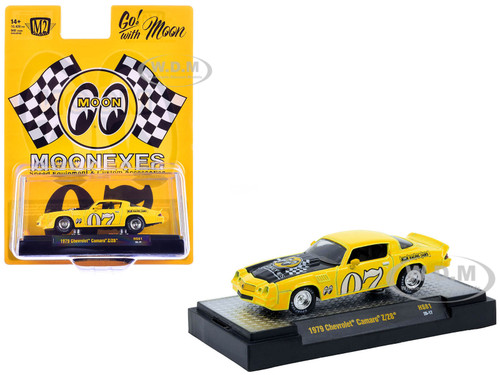 1979 Chevrolet Camaro Z 28 MoonEyes Yellow with Black Hood and Graphics Limited Edition to 10428 pieces Worldwide 1/64 Diecast Model Car M2 Machines 31500-HS81