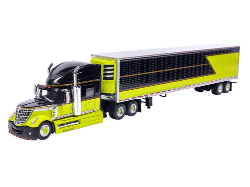 2010 International Truck Tractor with Reefer Trailer Green and Black 1/64 Diecast Model IXO Models U64TRTR017M