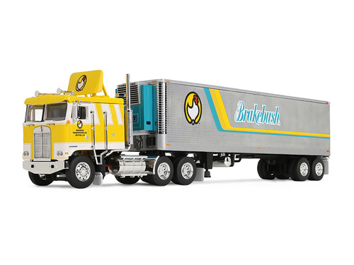 Kenworth K100 Day Cab COE Flat Top and 40 Vintage Trailer with Reefer Legacy Series #6 Brakebush 1/64 Diecast Model DCP/First Gear 69-2360