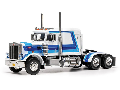 1980 Peterbilt 359 Truck Tractor Blue and White with Graphics 1/43 Diecast Model IXO Models TR253