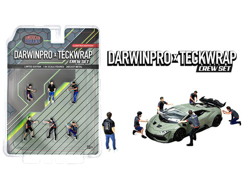 DarwinPro x Teckwrap Crew 6 piece Diecast Figure Set 6 Figures Limited Edition for 1/64 Scale Models American Diorama AD-2451MJ