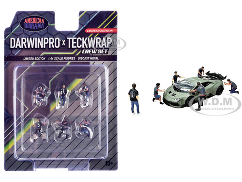 DarwinPro x Teckwrap Crew 6 piece Diecast Figure Set 6 Figures Limited Edition for 1/64 Scale Models American Diorama AD-2451MJ