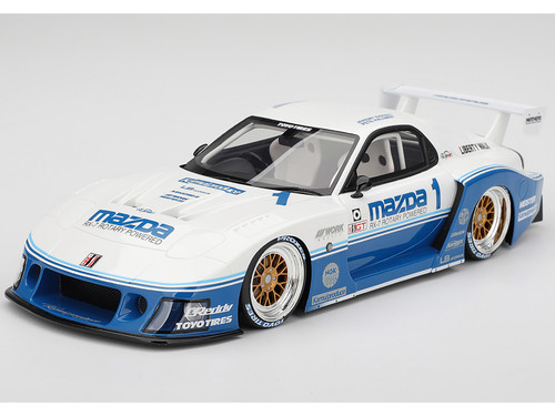 Mazda RX 7 LB Super Silhouette RHD Right Hand Drive #1 Jeremy Barnes Pete Halsmer IMSA White and Blue 1/18 Model Car Top Speed TS0637