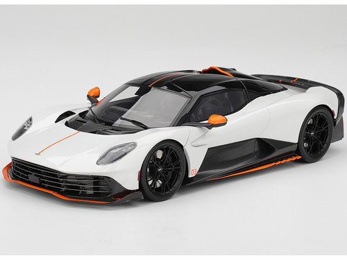 Aston Martin Valhalla Lunar White with Black Top and Orange Accents 1/18 Model Car Top Speed TS0711