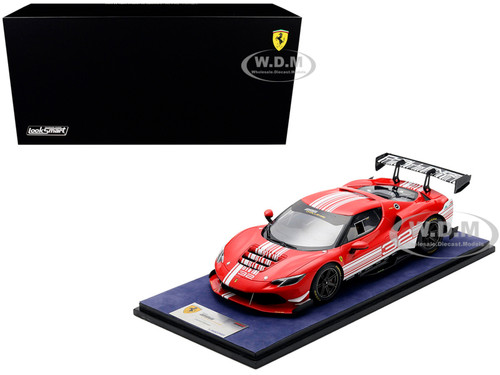 Ferrari 296 GT3 Challenge #32 Launch Version Red with White Stripes with Acrylic Display Case 1/18 Model Car LookSmart LS18RC027