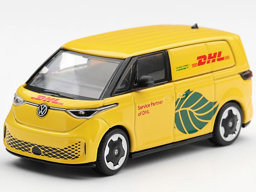 Volkswagen ID.Buzz Van DHL Electric Yellow with Graphics Limited Edition 1/64 Diecast Model Car Mini GT MGT01376