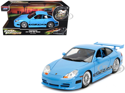 Porsche 911 GT3 RS Light Blue with Black Accents Fast Five 2011 Movie 25 Years of Fast & Furious Series 1/24 Diecast Model Car Jada 33667-25TH