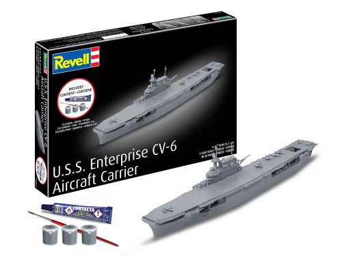 Level 4 Model Kit U S S Enterprise CV 6 Aircraft Carrier All Included Kit 1/1200 Scale Model Revell 75824