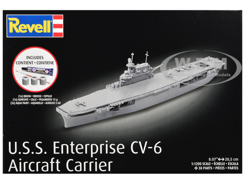 Level 4 Model Kit U S S Enterprise CV 6 Aircraft Carrier All Included Kit 1/1200 Scale Model Revell 75824
