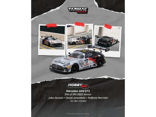Mercedes-AMG GT3 #88 Jules Gounon Daniel Juncadella Raffaele Marciello AMG Team AKKodis ASP Winner 24 Hours of Spa 2022 Hobby64 Series 1/64 Diecast Model Car Tarmac Works T64-062-22SPA88