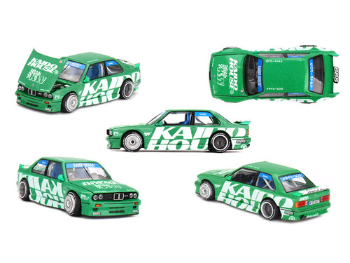 BMW M3 Kaido Works V2 Green Metallic with Graphics Designed by Jun Imai Kaido House Special 1/64 Diecast Model Car Mini GT KHMG242